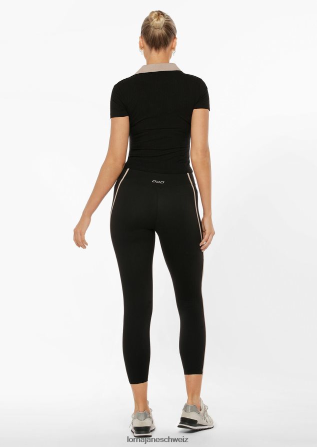 Bekleidung 202X182 Frauen Schwarz Lorna Jane Kurz geschnittenes Poloshirt am Spielfeldrand