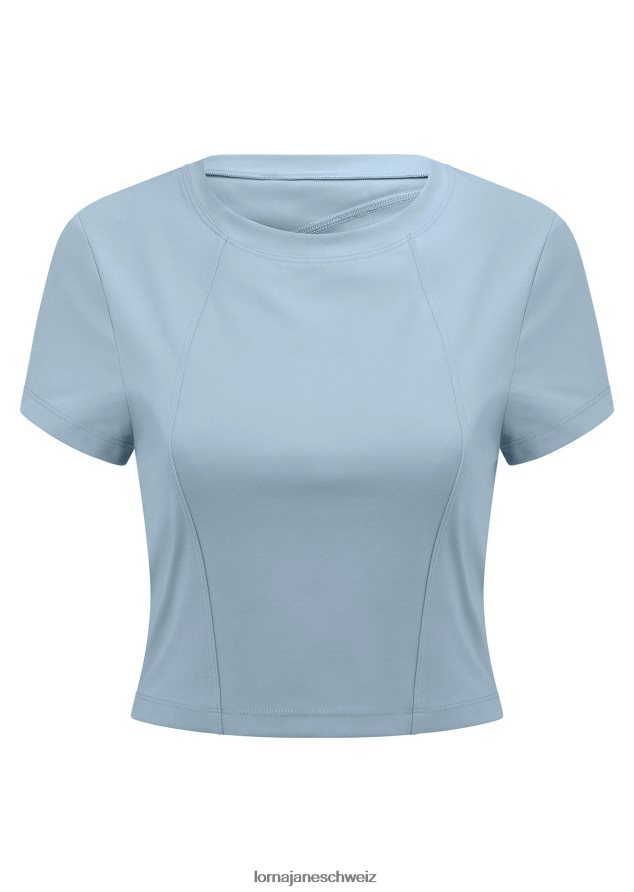 Bekleidung 202X203 Frauen Reise blau Lorna Jane Aktives, kurzärmliges Crop-Top mit Ausschnitten