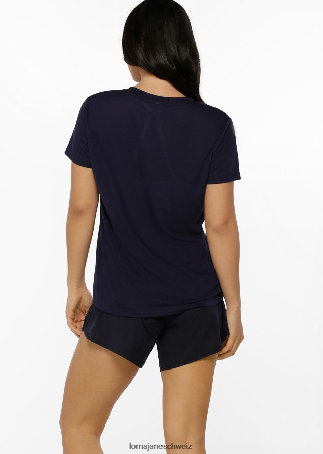 Bekleidung 202X216 Frauen Französische Marine Lorna Jane Lotus-T-Shirt