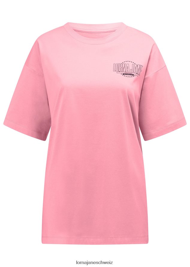 Bekleidung 202X222 Frauen lebendiger Kaugummi Lorna Jane Boyfriend-T-Shirt zur Welttournee 2022