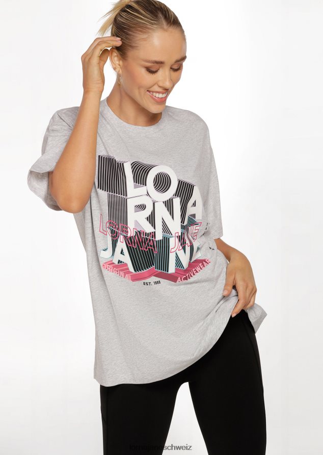 Bekleidung 202X227 Frauen hellgrau meliert Lorna Jane Metaverse 3D-Boyfriend-Grafik-T-Shirt