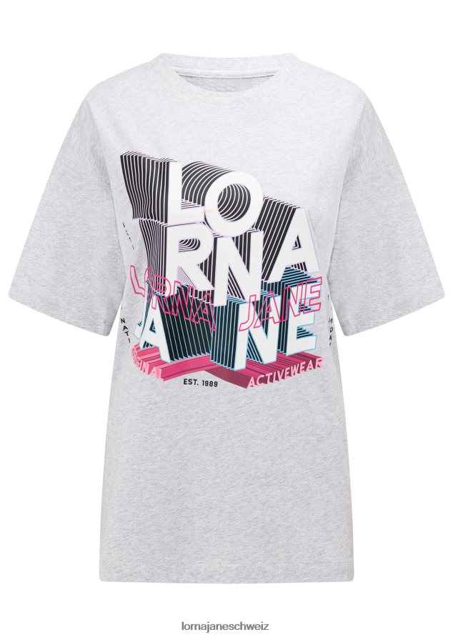 Bekleidung 202X227 Frauen hellgrau meliert Lorna Jane Metaverse 3D-Boyfriend-Grafik-T-Shirt