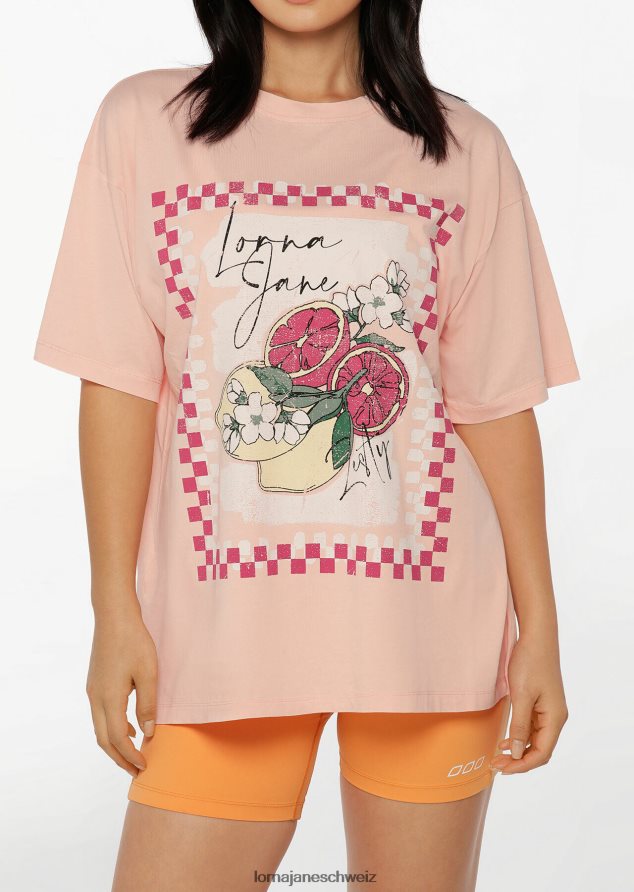 Bekleidung 202X300 Frauen gewaschener Staubpfirsich Lorna Jane Pikantes, gewaschenes Boyfriend-T-Shirt