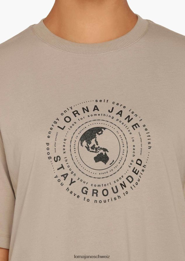 Bekleidung 202X64 Frauen dunkles gebrochenes Weiß Lorna Jane Bleiben Sie geerdet, entspanntes T-Shirt