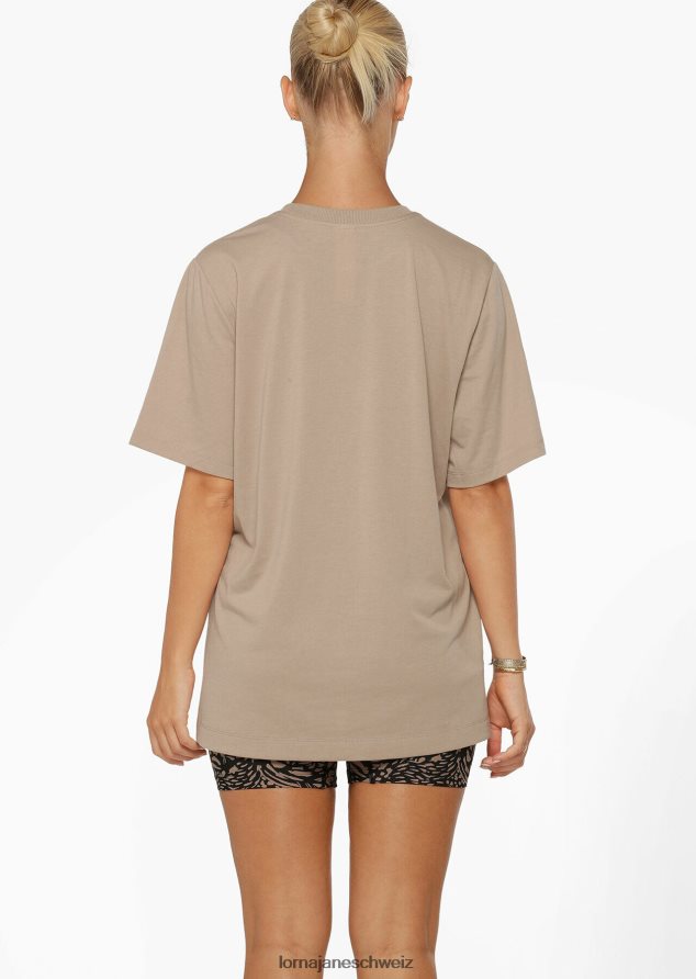 Bekleidung 202X64 Frauen dunkles gebrochenes Weiß Lorna Jane Bleiben Sie geerdet, entspanntes T-Shirt