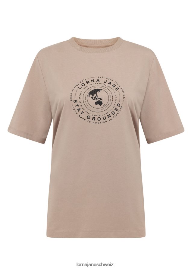 Bekleidung 202X64 Frauen dunkles gebrochenes Weiß Lorna Jane Bleiben Sie geerdet, entspanntes T-Shirt