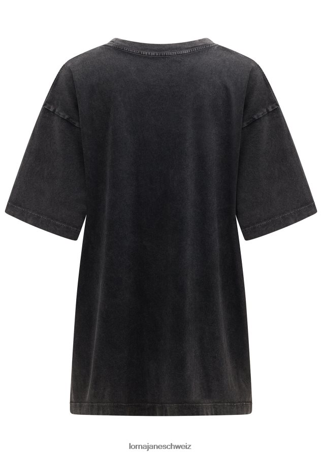 Bekleidung 202X83 Frauen schwarz gewaschen Lorna Jane Boyfriend-T-Shirt mit Flourish-Waschung