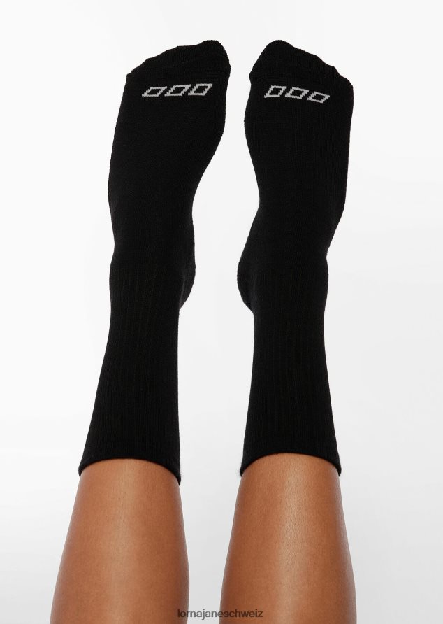Zubehörteil 202X41 Frauen Schwarz Lorna Jane Quarter-Crew-Socke aus Merinowollmischung