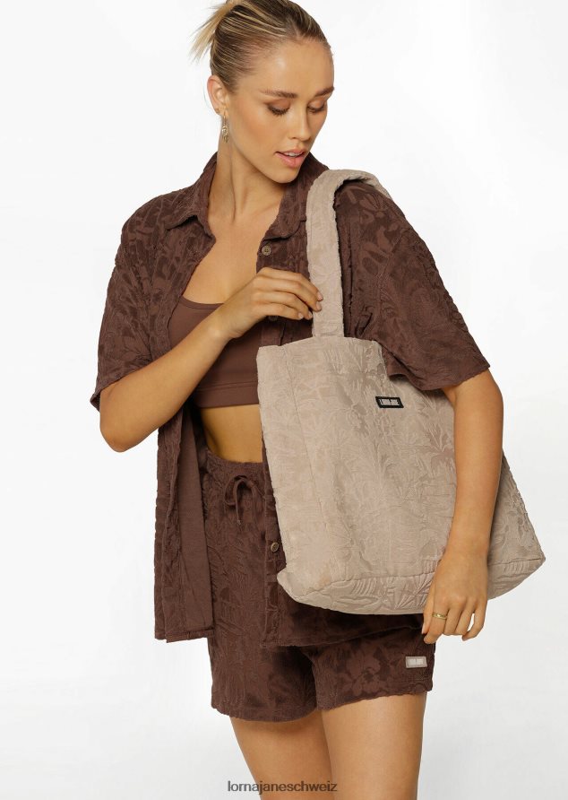 Zubehörteil 202X318 Frauen cremefarben Lorna Jane Frottee-Einkaufstasche